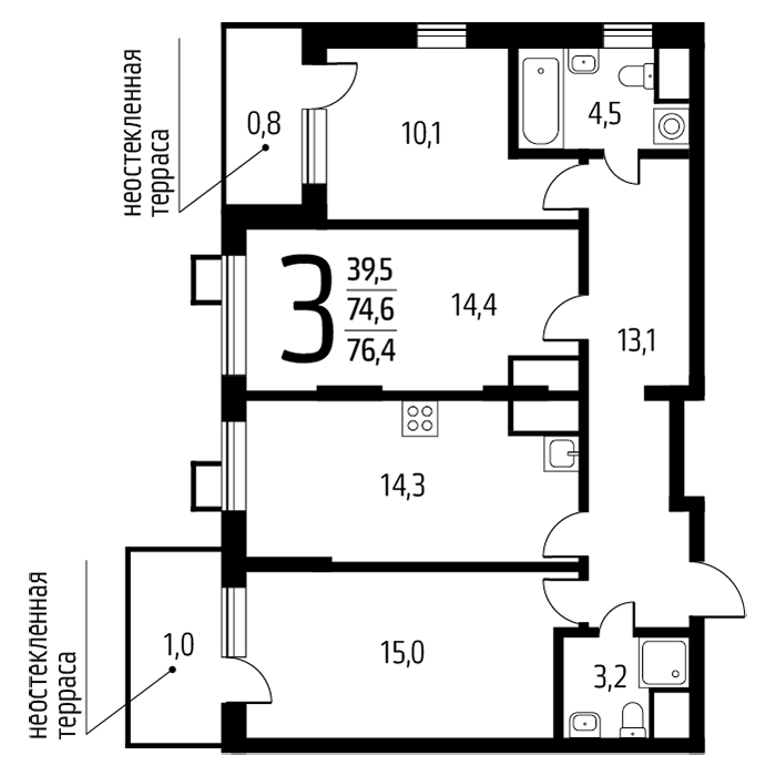 Купить 3-комнатную квартиру № 3/138 на 13 этаже в микрорайоне ...